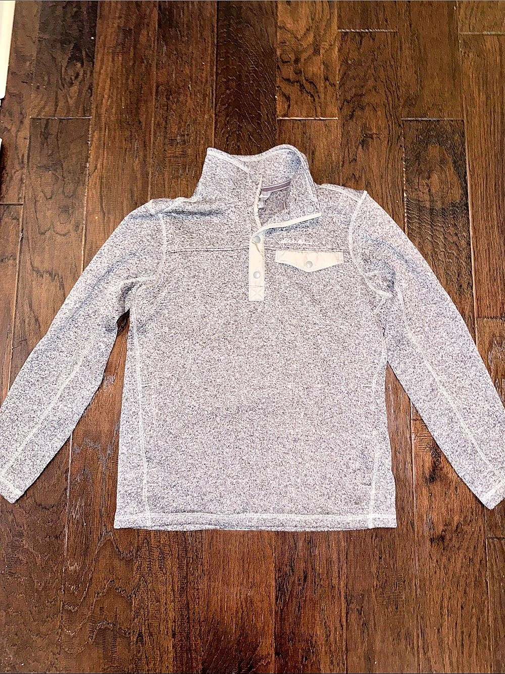 Eddie Bauer Men's Chutes Fleece Snap Mock Pullover Gray Medium